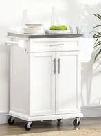 Keukeneiland met RVS Blad, Lade, Kast & Wielen – 83,5 cm, Verzenden, Nieuw