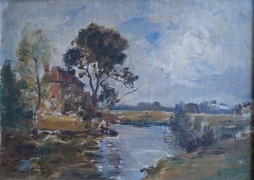 James Herbert Snell (1861–1935) - A river with a cottage