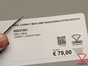 Opel Corsa F Mistlamp Dagrijverlichting Rechts 89251501, Auto-onderdelen, Verlichting, Ophalen, Gebruikt, Opel