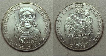France Frankreich 100 Francs 1996 1500 Jahre der Taufe Ch..., Verzenden
