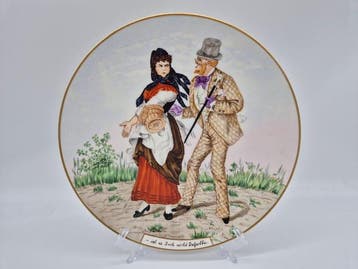 KPM Berlin - Antiker Bildteller mit Genreszene, Datiert 1885