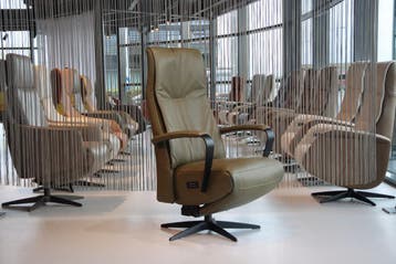 Gealux sta op stoel Twinz 216 Leer Moss 3 motoren + accu, Ophalen of Verzenden, Nieuw, Leer, Design, Modern
