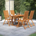 vidaXL 5-delige Tuinset massief acaciahout 120-170 cm, Tuin en Terras, 4 zitplaatsen, Nieuw, Tuinset, Verzenden