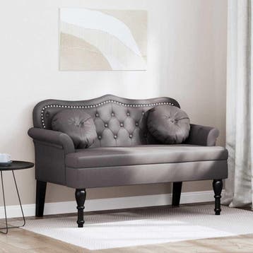vidaXL Chesterfield Bank Grijs 120,5 x 65 x 75 cm Nep Leer, Verzenden, Nieuw, Leer, Minder dan 150 cm