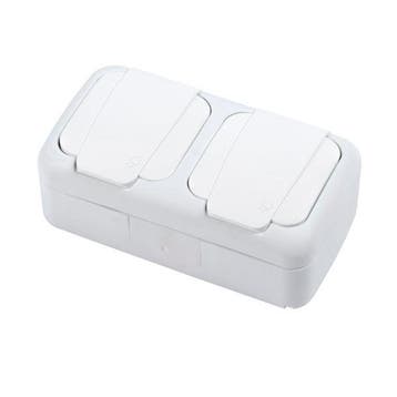 Viko opbouw dubbel stopcontact horizontaal wit IP54 Palmiye, Ophalen of Verzenden, Nieuw