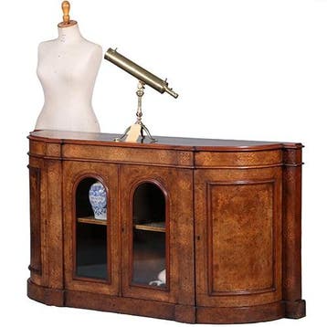 Blonde notenhouten credenza met kwartronde zijkasten ca 1850, Ophalen of Verzenden