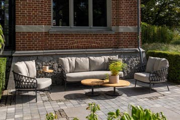 4SO Calpi stoel-bank loungeset met Yoga koffietafel -, Verzenden, Nieuw, Rvs, Loungeset