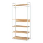 Kledingkast Larem met 5 planken 180x84x40 cm wit en eikenkle, Verzenden, Nieuw