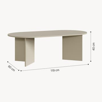 Salontafel Kynd ovaal 119x60x40 cm havermout [en.casa], Verzenden, Nieuw