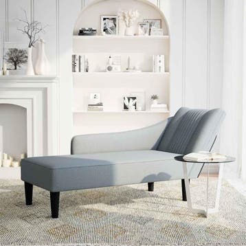 vidaXL Chaise longue met rechterarmleuning stof lichtgrijs, Verzenden, Nieuw