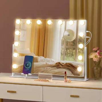 LED Make-upspiegel Dimbaar – 360° Draaibaar met Oplaadpoorte, Verzenden, Nieuw