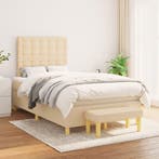 vidaXL Boxspring met matras stof crèmekleurig 120x200 cm, Verzenden, Nieuw, Twijfelaar, 120 cm