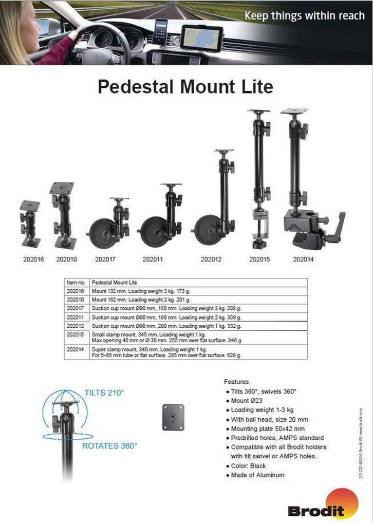 Pedestal Mount Lite Suction cup mount Middel 190mm, Auto diversen, Auto-accessoires, Zo goed als nieuw, Ophalen of Verzenden