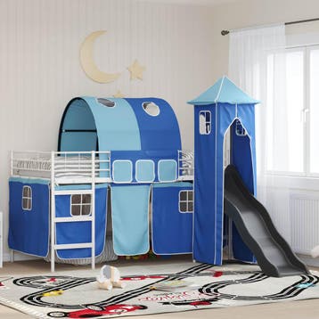 vidaXL Stapelbed voor kinderen Effen Wit en Blauw 80 x 200, Eenpersoons, Verzenden, Wit, Nieuw