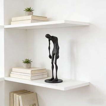 sculptuur, The Burden — Giacometti-Inspired Bowed Figure,