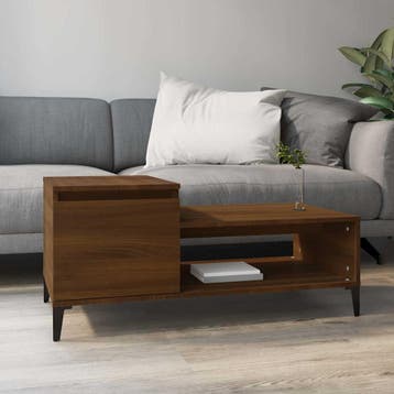 vidaXL Salontafel 100x50x45 cm bewerkt hout bruineiken, 100 tot 150 cm, Verzenden, Nieuw, 50 tot 100 cm