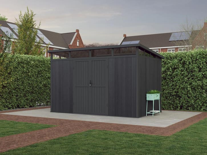 Blokhut Composiet Westwood Terra Donkergrijs 345 x 215 cm, Tuin en Terras, Tuinhuizen