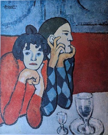 Pablo Picasso (1881-1973) - Harlekin uns Gesellin, Antiek en Kunst