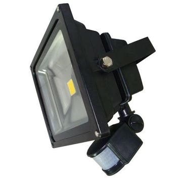 50W LED / PIR schijnwerper Warm Wit 3000K zwarte behuizing, Ophalen of Verzenden, Nieuw