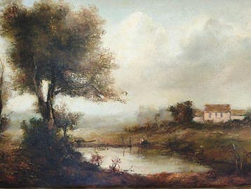 École Barbizon - Ecole de Barbizon XIXe - Paysage à létang