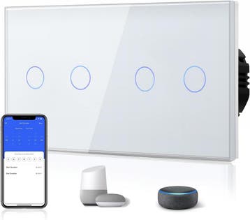 Smart schakelaar - wit glas dubbel - retourdeal 35% korting, Doe-het-zelf en Verbouw, Elektra en Kabels, Ophalen of Verzenden
