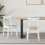 vidaXL Eettafelstoelen 2 pcs Wit 42 x 47.5 x 81 cm Massief, Verzenden, Nieuw, Wit