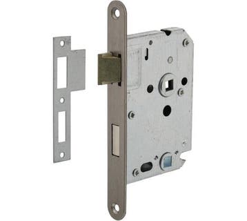 Woningbouw toilet-/badkamerslot geborsteld rvs 63/8 mm -..., Ophalen of Verzenden, Nieuw, Rvs, Slot