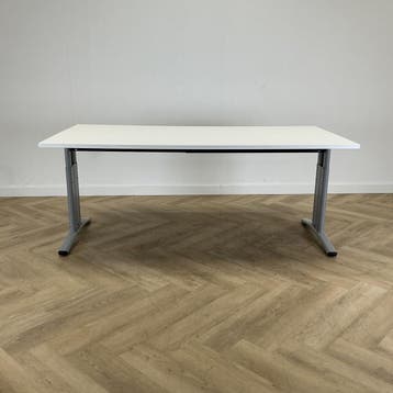 verstelbaar bureau 180x90 cm, wit - grijs, Ophalen of Verzenden, In hoogte verstelbaar, Gebruikt