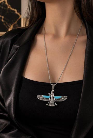 Turquoise - Zilver - Ketting met hanger -