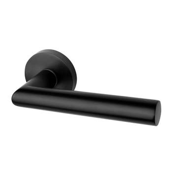 Geveerde deurklink Modern rond mat zwart - voor binnendeur, Ophalen of Verzenden, Nieuw, Rvs, Klink of Kruk