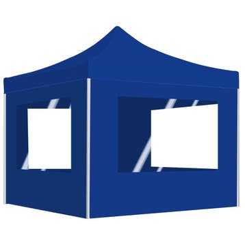 vidaXL Partytent inklapbaar met wanden 2x2 m aluminium blauw, Verzenden, Nieuw, Partytent