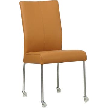 Set van 6 Leren eetkamerstoelen Comfort met wieltjes -, Huis en Inrichting, Stoelen, Ophalen of Verzenden, Nieuw, Leer