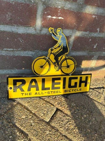 Vintage Raleigh Bicycle emaille reclamebord – speciale vorm