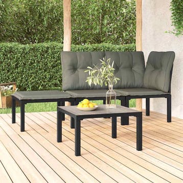 vidaXL Salontafel tuin 55x55x31 cm DPC en staal grijs, Tuin en Terras, Tuinsets en Loungesets, Verzenden, Nieuw