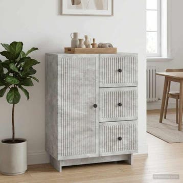 vidaXL Dressoir met lade Betongrijs 66 x 34,5 x 90 cm, Huis en Inrichting, Verzenden, Nieuw, Overige houtsoorten, Minder dan 50 cm