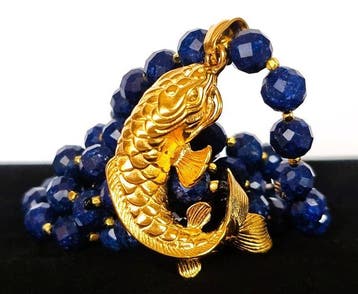 Lapis-lazuli – Sieraad van Welvaart - Carpe Koï – Rijkdom,, Antiek en Kunst