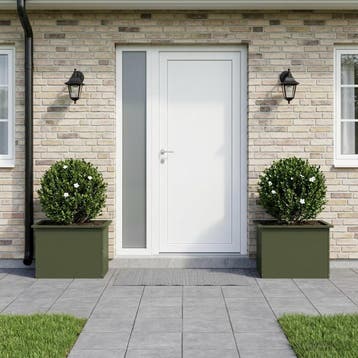 vidaXL Plantenbak met led 2 st Olijfgroen 40 x 60 x 40 cm, Verzenden, Nieuw, Metaal, 60 tot 100 cm