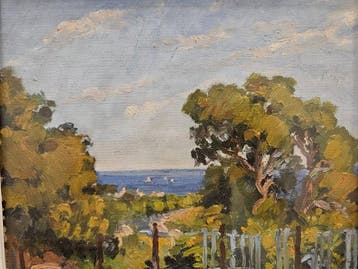 Escuela Fauvista Europea (XX) - Balcón al Mar. Oleo sobre