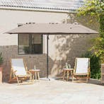 vidaXL Parasol Taupe 372 x 198 x 243 cm Polyester en, Verzenden, Nieuw, 1 tot 2 meter