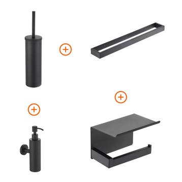 Toilet accessoires set Mat zwart exclusief met beugel en, Verzenden, Nieuw