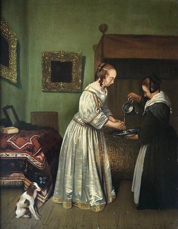 Hollandse school (XIX) Naar Johannes Vermeer - Keuken scène