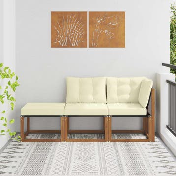 vidaXL 3 st Modulaire buitensofa eenheden Natuurlijk en, Verzenden, Nieuw, 3 zitplaatsen