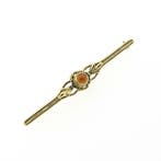Vintage gouden broche met granaat, Gebruikt, Overige kleuren, Ophalen of Verzenden, Met edelsteen