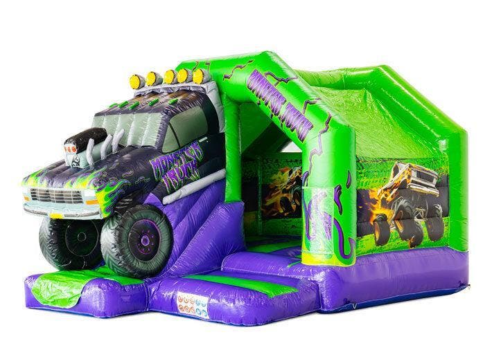 Monster Truck springkussen met glijbaan huren – €100 p/dag, Hobby en Vrije tijd, Feestartikelen | Verhuur, Verjaardag, Nieuw
