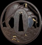 Bushu ju Masatsune Tsuba, schip als motief - IJzer (gesmeed)