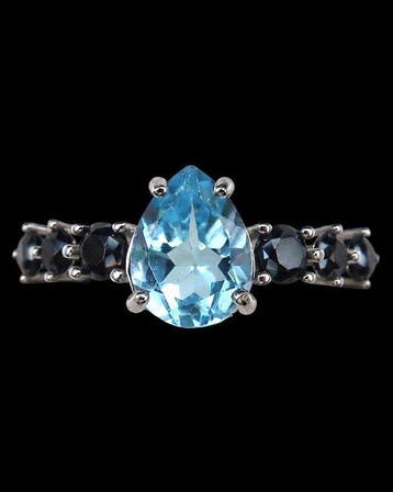 Topaas - Zilver, La Goutte Boréale – Ring Topaas en Zwarte