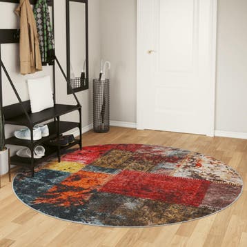 vidaXL Vloerkleed wasbaar anti-slip Ø 200 cm meerkleurig, Verzenden, Nieuw