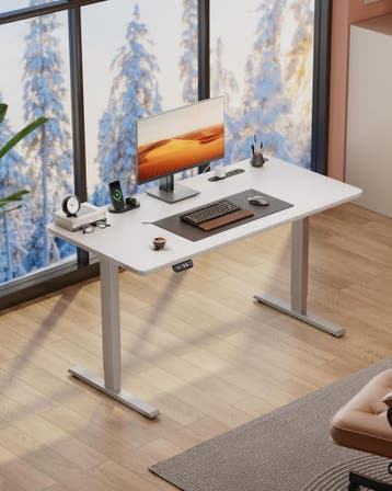 HLDIRECT Elektrisch staand bureau met stopcontacten, 100x60c, Verzenden, Zo goed als nieuw
