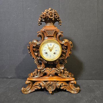 Tafelklok Louis XV Hout - 1850-1900 - Hand gesneden