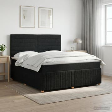 vidaXL Boxspringbed met matras met hoofdeinde Zwart 140 x, Verzenden, Nieuw, Tweepersoons, Zwart